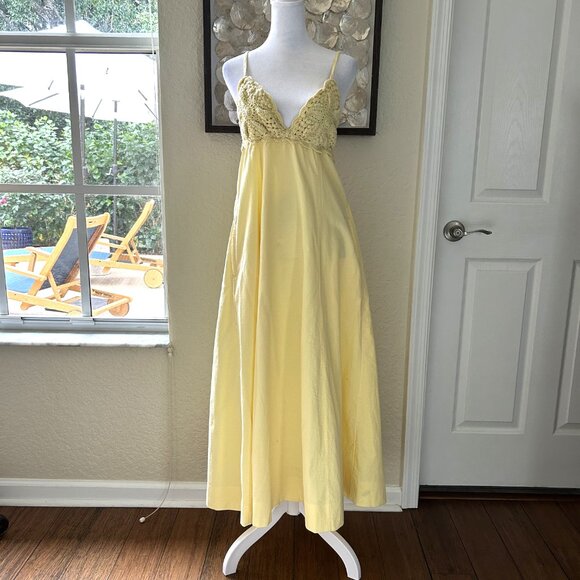 NWOT Free People Yellow Crocheted Bodice Maxi Dress - Picture 1 of 5
